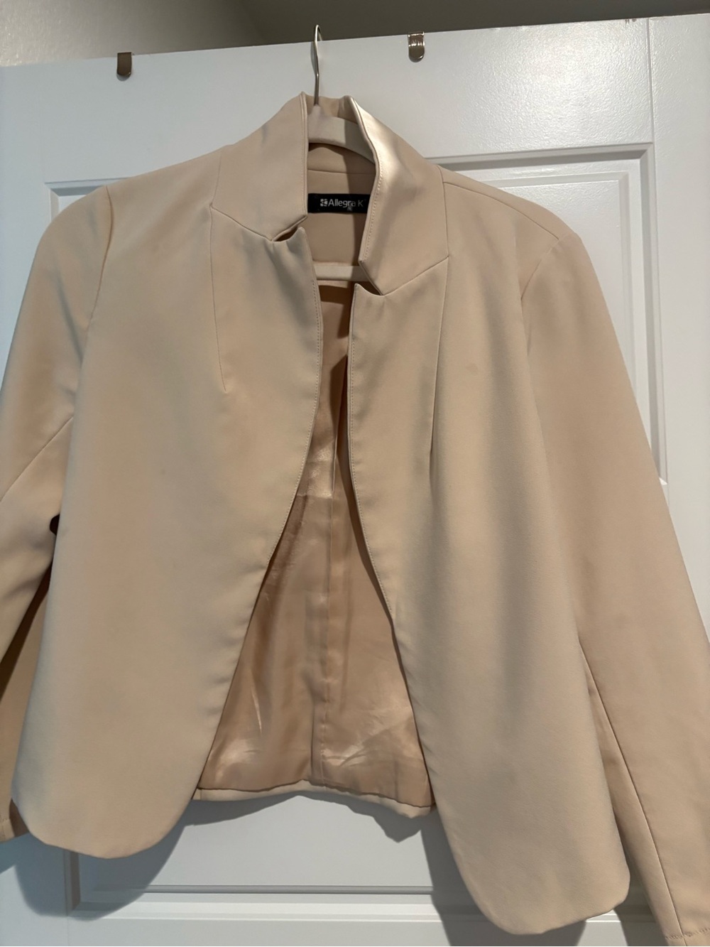 Allegra K Light Cream Open-Front Cropped Blazer
